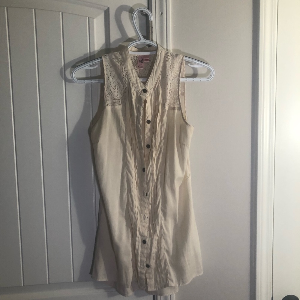 Dolled Up Blouse by F.A.N.C Tan Women Size Small A7